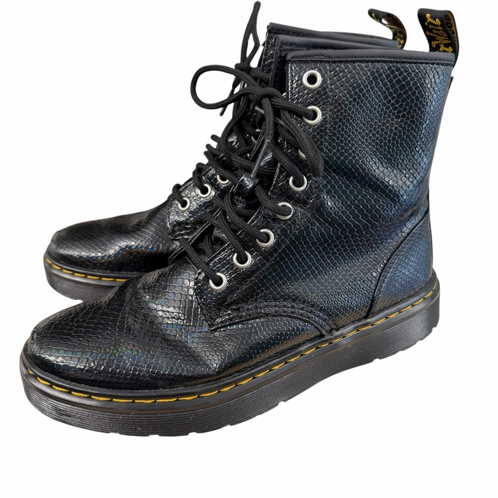 DR. MARTENS 1460 "Zavala" Snake-Embossed Leather Boots – Size 7 Women / 6 Men
